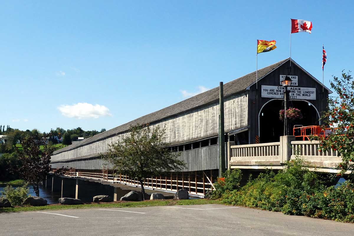 The Hartland Bridge in Fredericton, New Brunswick is the longest covered bridge in the world